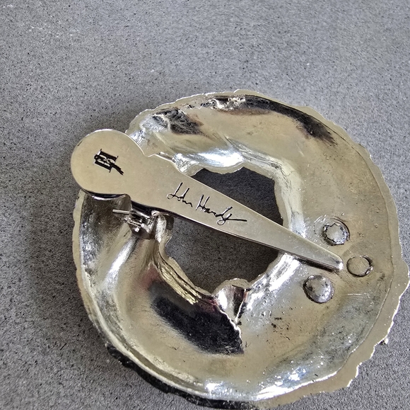 John Hardy Signed Vintage Butterfly Bamboo Brooch Clip Rhodium Plated - Picture 3 of 3